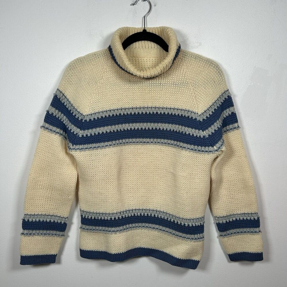 Vintage Ski Turtleneck Sweater Women's Size Small 100% Wool Country Set 1960s